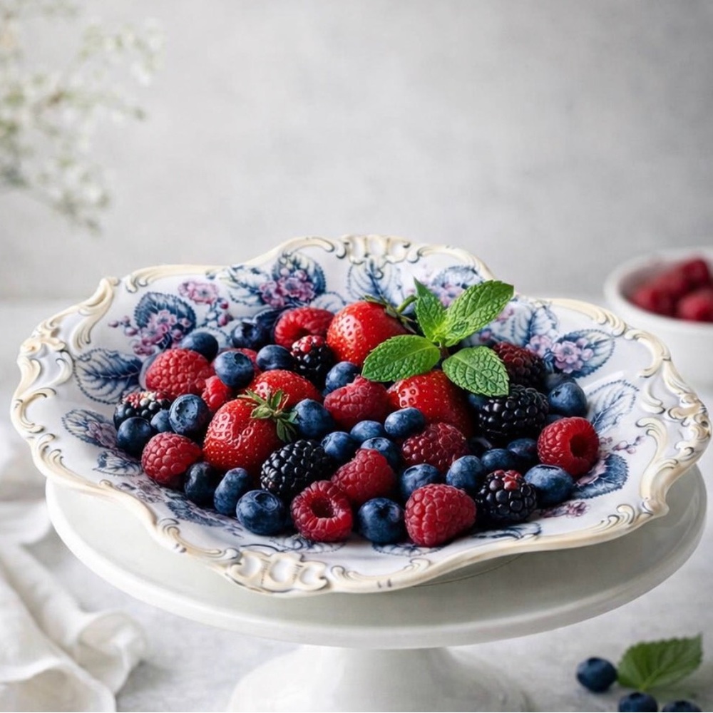 Antique 19thC English Porcelain‎ Floral Dish transferware Davenport Nectarine